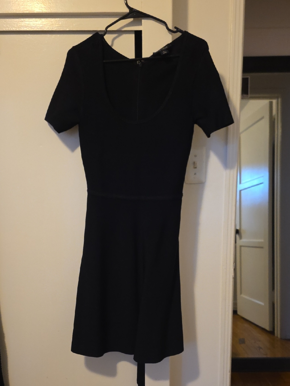 White House Black Market Black Short-Sleeve Scoop Neck Mini Dress
